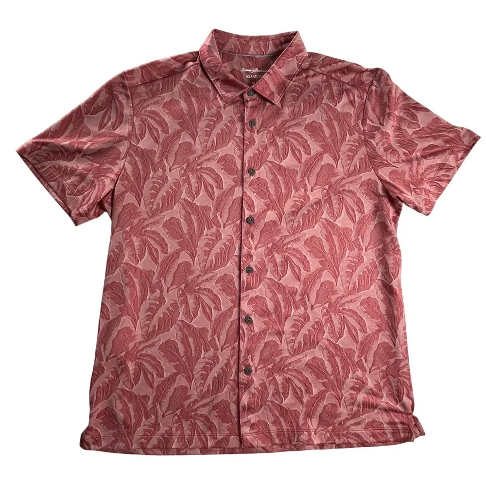 Tommy Bahama IslandZone XL Jacquard Tropical Leaf Button Front Shirt - Picture 1 of 11